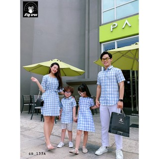Combo Sơ Mi Gia Đình FIGTREE Caro Xanh Mã 133A Cực Đáng Yêu Cho Cả Nhà