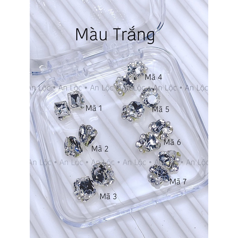 ( lẻ 1 viên) Charm đá khối,đá chùm nails,charm đá cao cấp đính móng