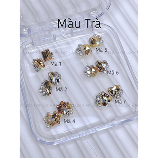 ( lẻ 1 viên) Charm đá khối,đá chùm nails,charm đá cao cấp đính móng