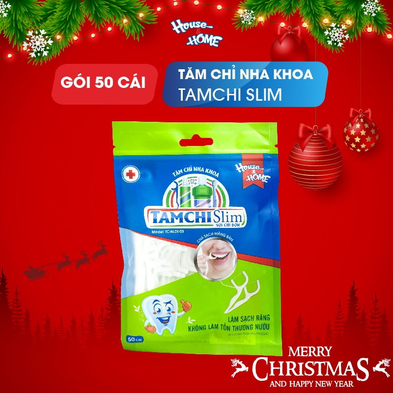 Tăm chỉ nha khoa TAMCHI Slim sợi chỉ đơn gói 50 cái lành tính không gây hại men răng
