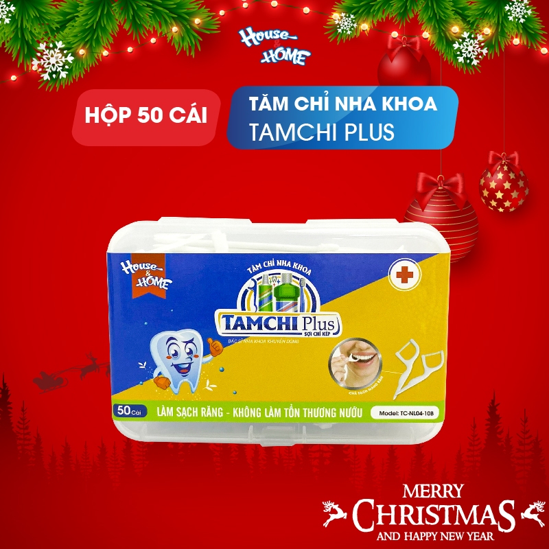 Tăm chỉ nha khoa TAMCHI Plus sợi chỉ kép hộp 50 cái