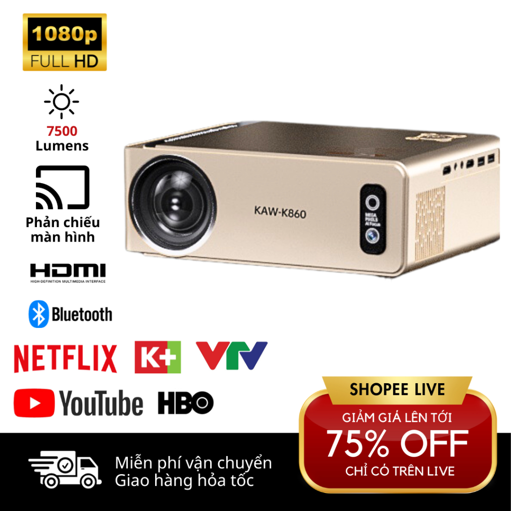 Máy Chiếu Mini Tự Động Lấy Nét KAW K860 Chính Hãng BH 12 Tháng