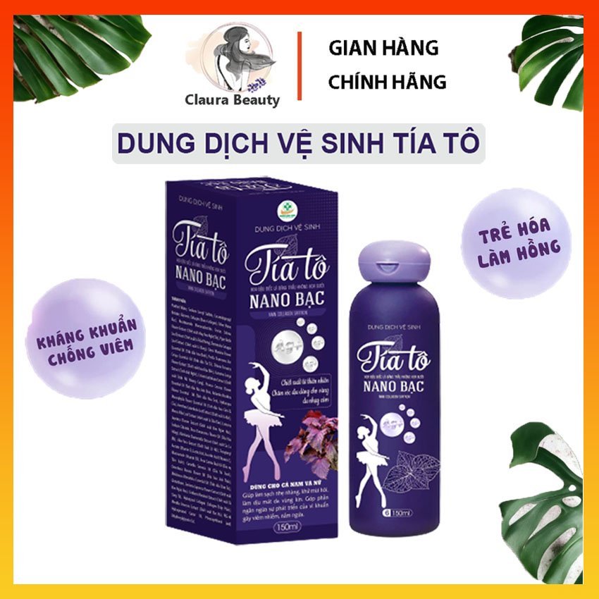 Dung Dịch Vệ Sinh Tía Tô Nano 150ml Hết Khí Hư Nấm Ngứa Mùi Hôi Vùng Kín - Claura Beauty