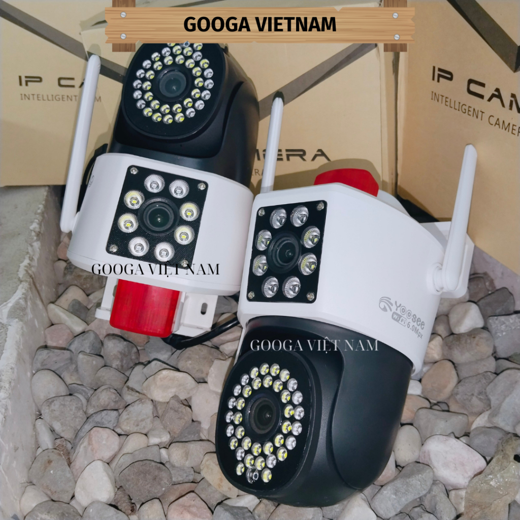 Camera Ip Yoosee Ống kính kép, Xoay 360 độ, Bonus đèn cảnh báo, Tầm nhìn ban đêm hồng ngoại, Theo dõi chuyển động AI