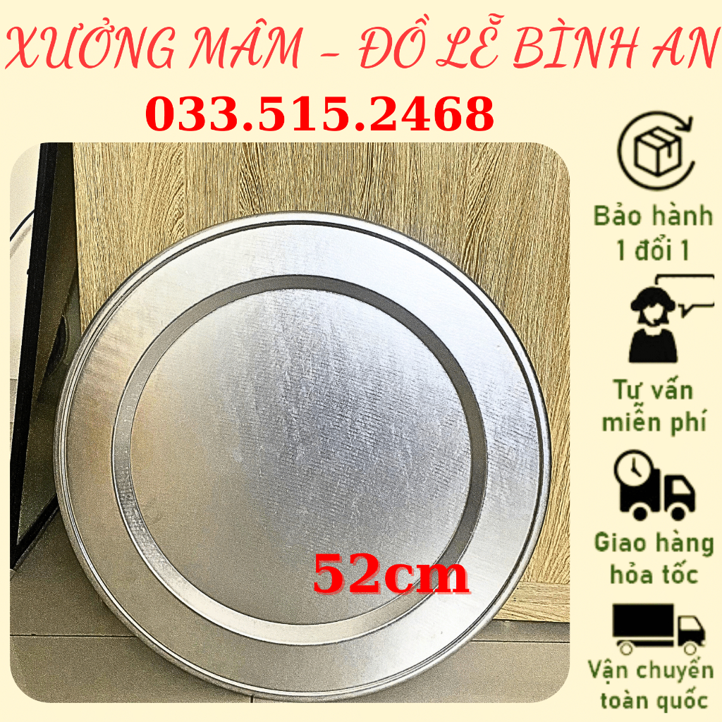 Mâm nhôm cỡ đại 52cm và 32cm loại to tròn các cỡ hàng loại 1, đồ dùng phòng bếp để ăn cơm, cỗ, tiệc, lẩu