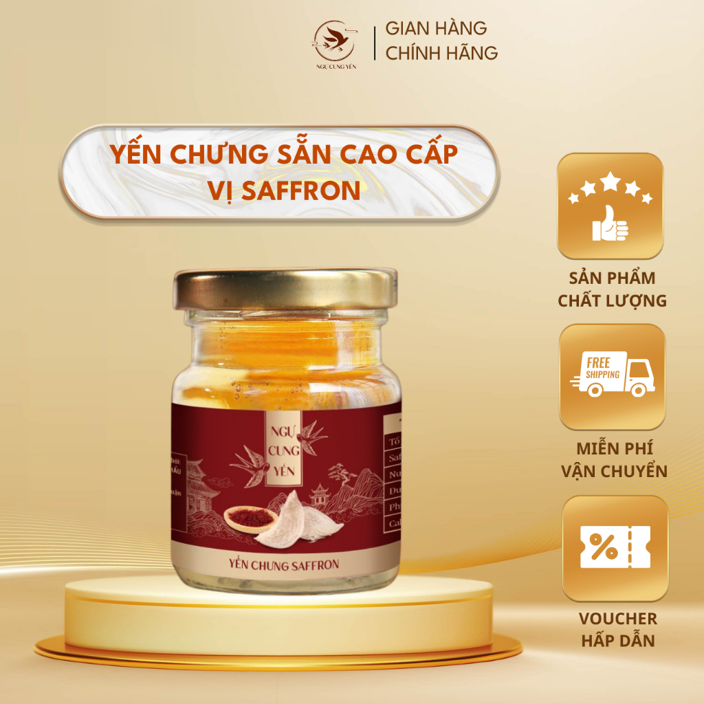 Set 6 Hũ Tổ Yến Sào Chưng Sẵn Saffron 70ml- Quà Tặng, Quà Biếu Tết