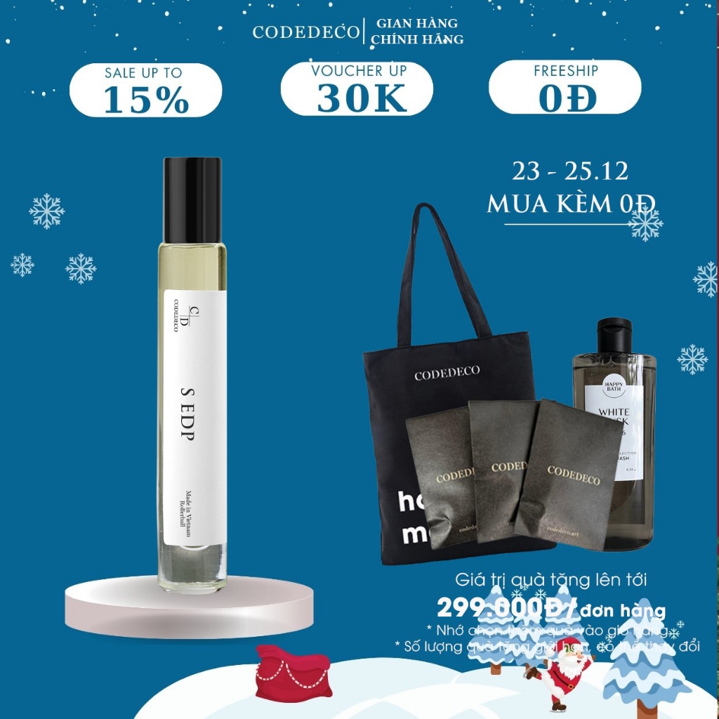 Tinh dầu nước hoa CODEDECO S EDP bí ẩn, quyến rũ, thu hút 10ml, Dạng chai lăn