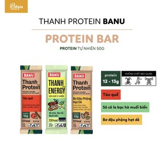 Thanh Năng Lượng Protein Banu 365 Begin vị bơ đậu phộng hạt dẻ Bổ sung Protein Trong Sau Thi Đấu, Thể Thao