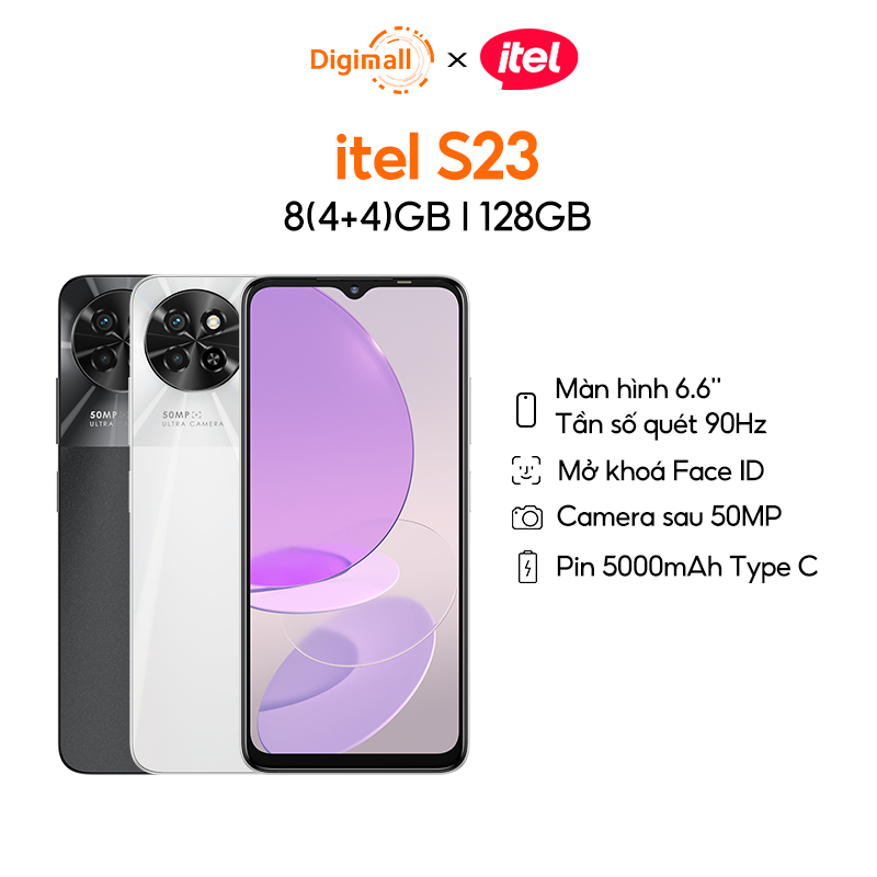 Điện Thoại Itel S23 8GB(4GB+4GB) /128GB | Pin 5000mAh | 6.6 Inch | Camera 50MP | HÀNG CHÍNH HÃNG