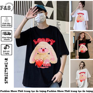 Áo thun tay lỡ unisex THỎ LOOPY VÔ TRI - Áo phông F&S nam nữ form rộng cho cặp đôi phong cách