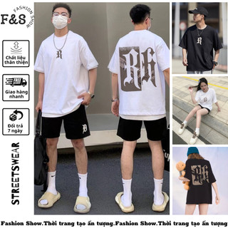 Áo thun tay lỡ unisex CHỮ RR - Áo phông F&S nam nữ form rộng cho cặp đôi phong cách giới trẻ