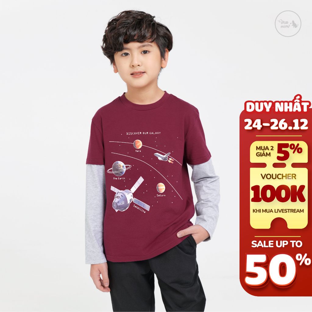 Đồ bộ thu đông cho bé trai Bigfox Miss Meow dài tay phong cách Hàn Quốc size đại trẻ em 3 4 5…10 11 tuổi 11-39kg_LHD1873