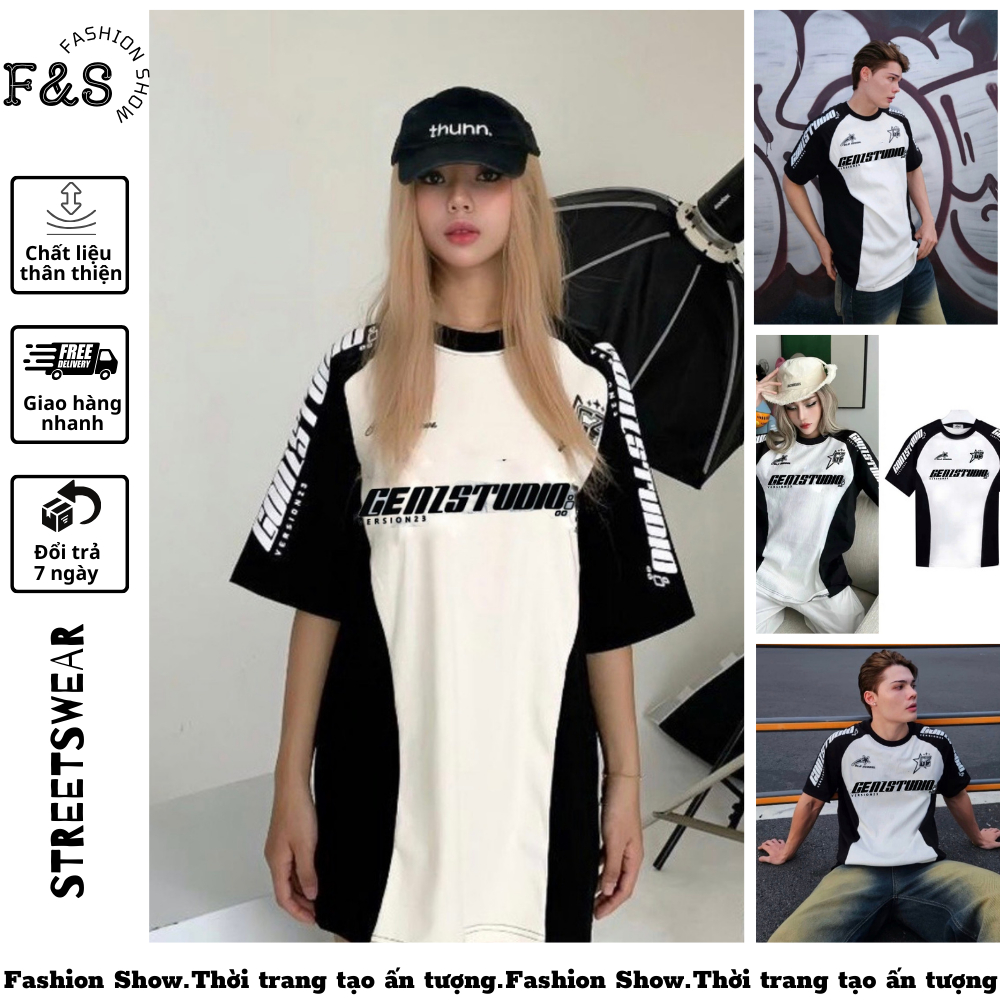 Áo thun tay lỡ unisex GENZSTUDIO - Áo phông F&S nam nữ form rộng cho cặp đôi phong cách hàn quốc