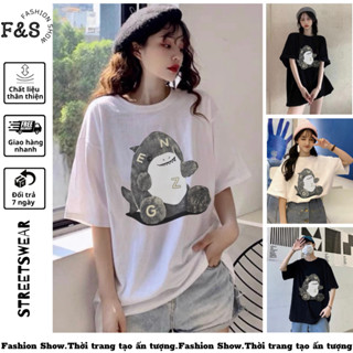 Áo thun tay lỡ unisex CÁ MẬP BABY SHARK - Áo phông F&S nam nữ form rộng cho cặp đôi phong cách