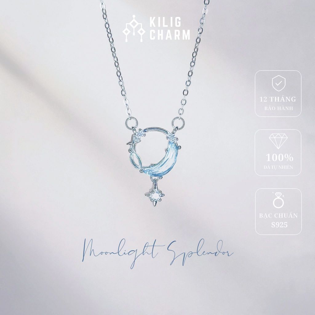 Dây chuyền bạc nữ "Moonlight Splendor" vòng cổ nữ đá mặt trăng moonstone cao cấp S925 sang trọng KILIG CHARM - KV02