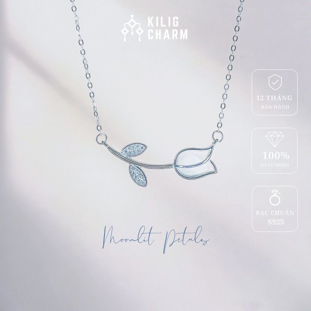 Dây chuyền bạc nữ bông hoa tulip "Moonlit Petals" vòng cổ nữ cao cấp S925 sang trọng KILIG CHARM - KV01