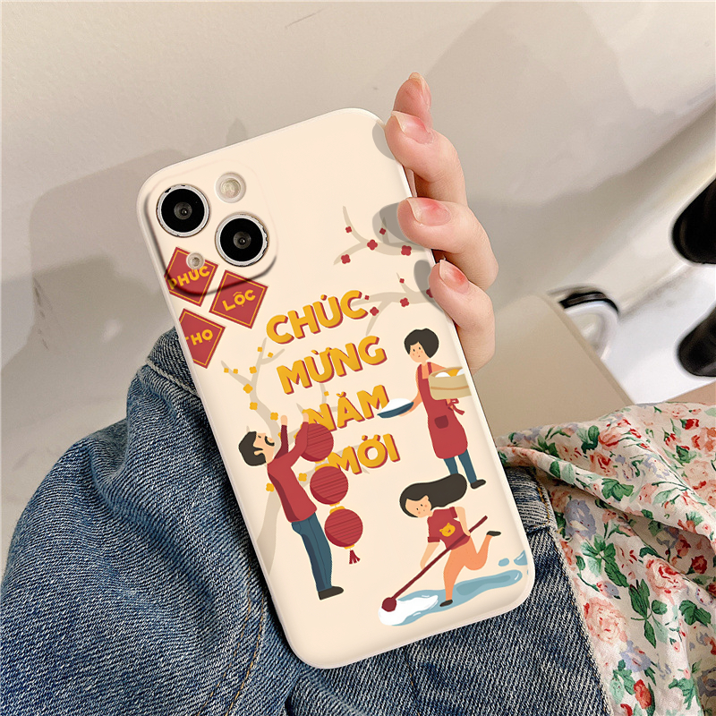 Ốp Điện Thoại dẻo Chúc Mừng Năm Mới gia đình sum vầy Cho iphone 14 pro 14 promax 11 12 13/6/7/8plus/X eh6021