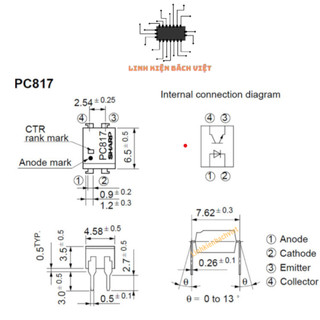 IC QUANG PC817 817 in-line DIP-4  SOP-4 chính hãng chất lượng cao chân cắm  (túi 10 con)