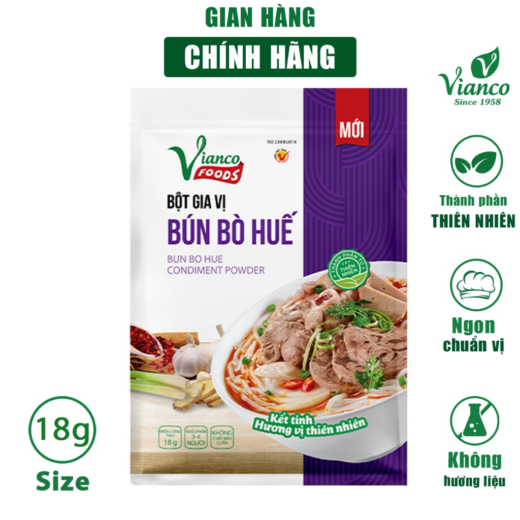Bột Gia Vị Chuẩn Bún Bò Huế Vianco Foods - Vệt Ấn 18gr Tiện Lợi Dễ Sử Dụng