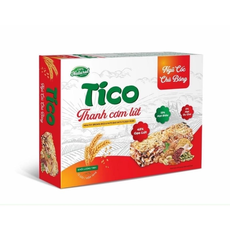 thanh cơm lứt tico ngũ cốc vị chà bông,rong biển, thuần chay hộp 300g