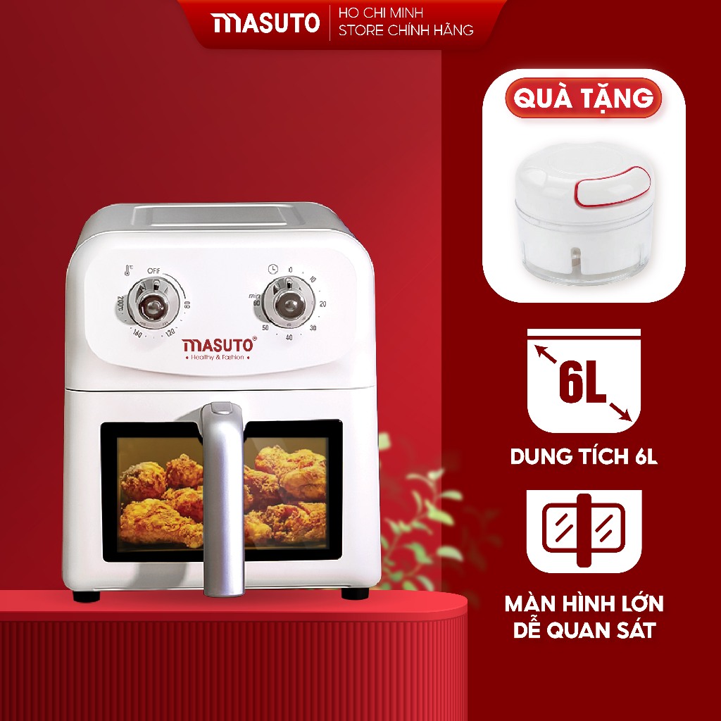Nồi chiên không dầu Masuto MSChef 6L 1500W đa năng dễ vệ sinh an toàn trong quá trình sử dụng