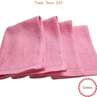 Khăn lau cotton 25x30cm, màu hồng, lau tay, lau bàn bếp, lau chén bát, thấm nước tốt, dày dặn