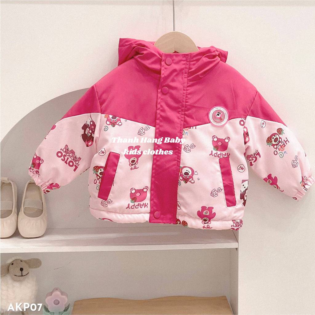 Áo khoác phao cho bé gái, áo khoác phao gấu cho bé Thanh Hằng Baby 11kg đến 28kg