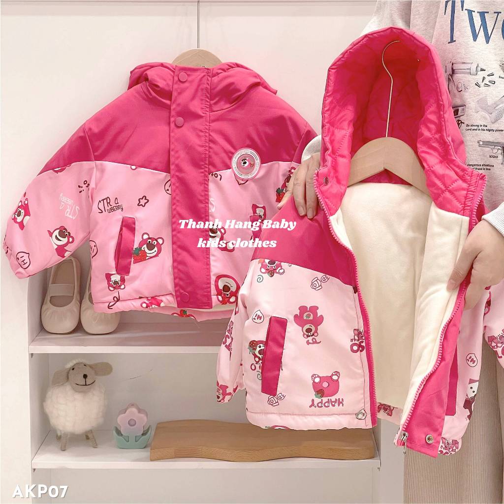 Áo khoác phao cho bé gái, áo khoác phao gấu cho bé Thanh Hằng Baby 11kg đến 28kg