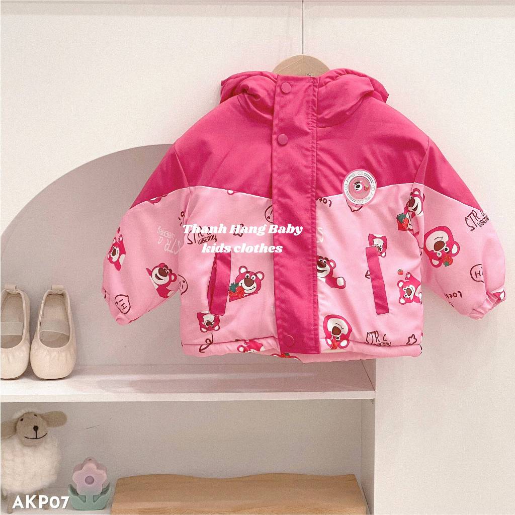 Áo khoác phao cho bé gái, áo khoác phao gấu cho bé Thanh Hằng Baby 11kg đến 28kg
