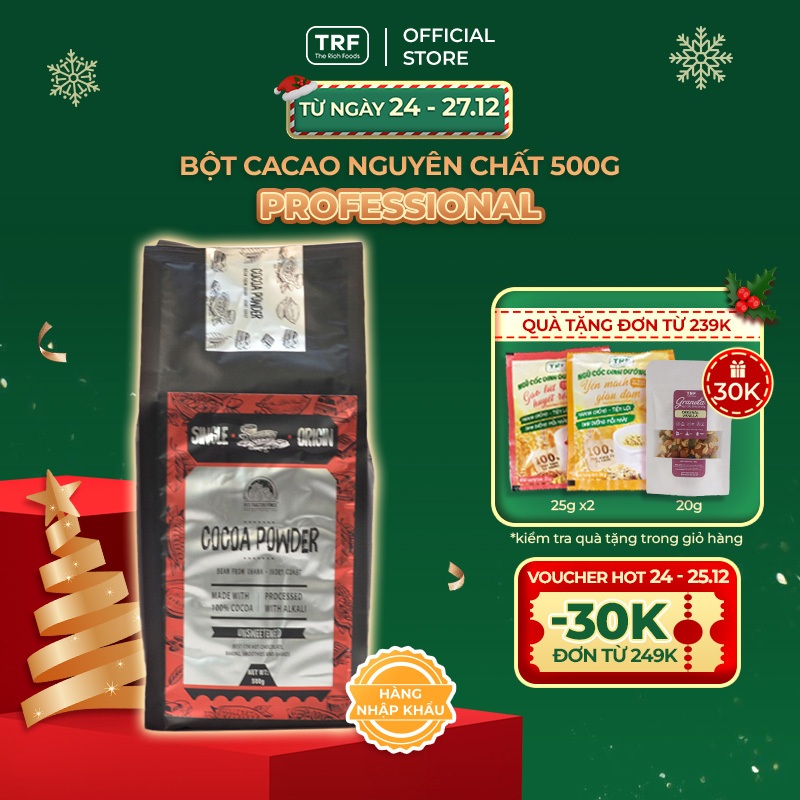 Bột Cacao nguyên chất không đường The Rich Foods Cacao Powder 500g - Professional - vị đắng và ngọt vừa