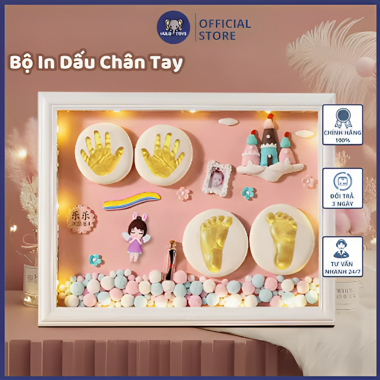 Bộ In Dấu Chân Tay Cho Bé Hulo Toys, Lưu Giữ Khoảng Khắc, Khung Ảnh In Dấu Chân Tay Cho Bé Sơ Sinh, An Toàn Cho Bé
