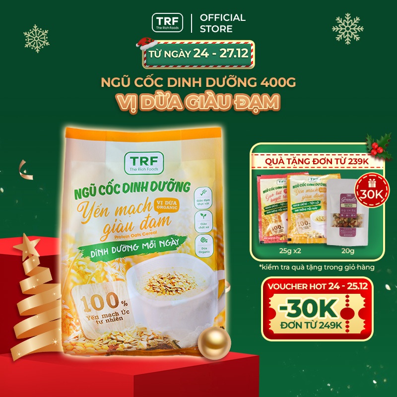 Ngũ cốc dinh dưỡng Yến mạch vị dừa giàu đạm The Rich Foods giàu protein cung cấp năng lượng 400g (16 gói x 25gr)