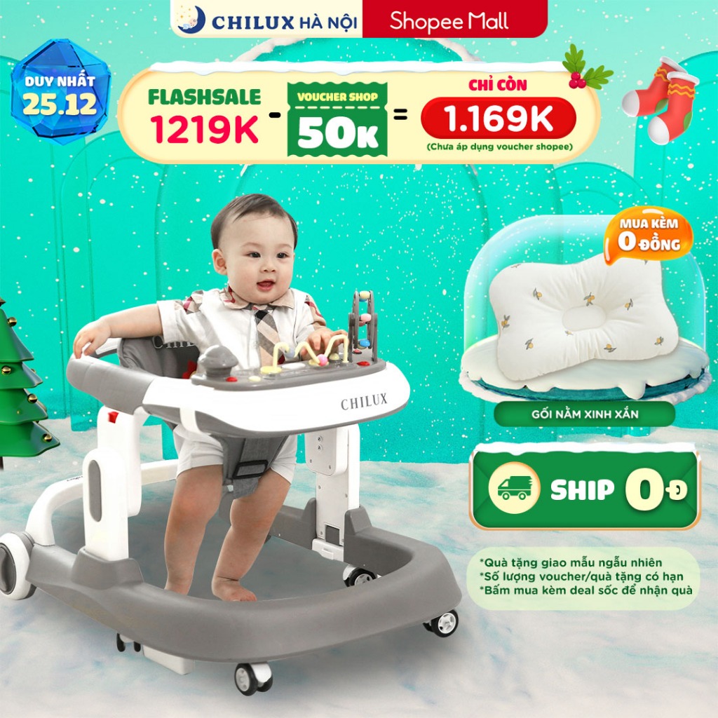 Xe tập đi cho bé chữ U Chilux Walk-S - Đa năng, tạo hướng cố định khi bé di chuyển