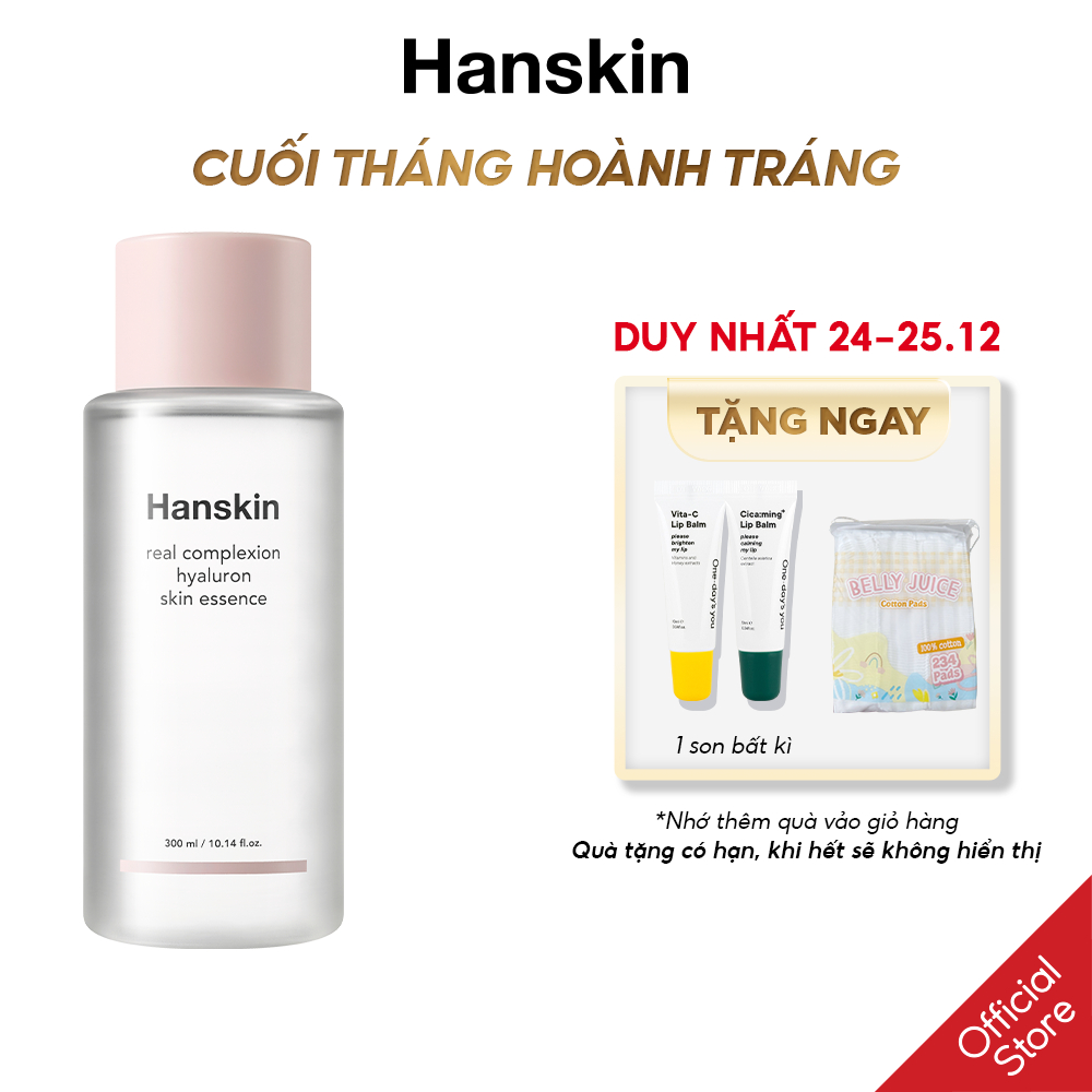 Nước Hoa Hồng Dưỡng Ẩm HANSKIN REAL COMPLEXION HYALURON SKIN ESSENCE 300ml/150ml