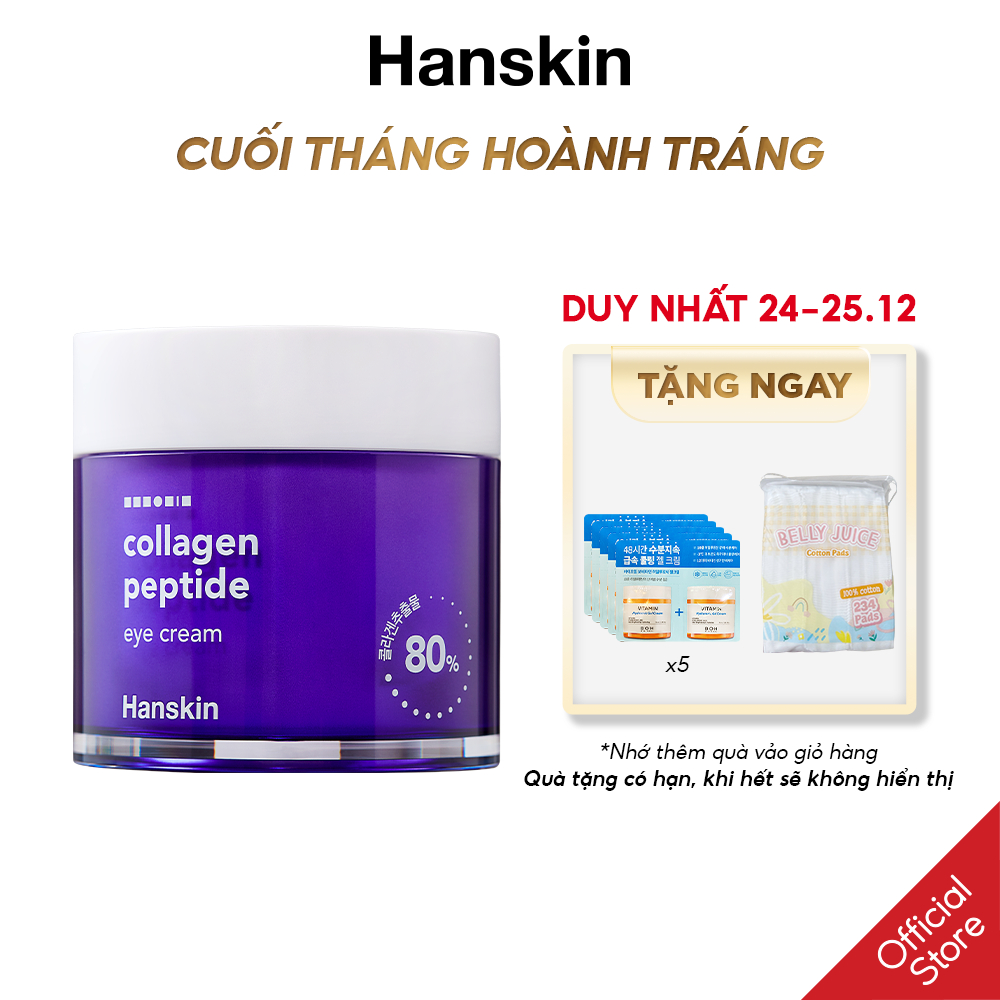 [Mã BMLTB35 giảm đến 35K đơn 99K] Kem Dưỡng Da Mắt,Tăng Cường Đàn Hồi HANSKIN COLLAGEN PEPTIDE EYE CREAM 80ml