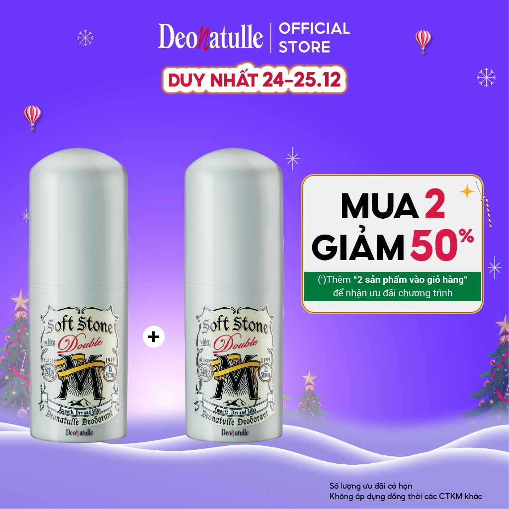 Lăn Khử Mùi Đá Khoáng Dạng Sáp Cho NamDeonatulle Soft Stone Double Non-Menthol For Men 20G