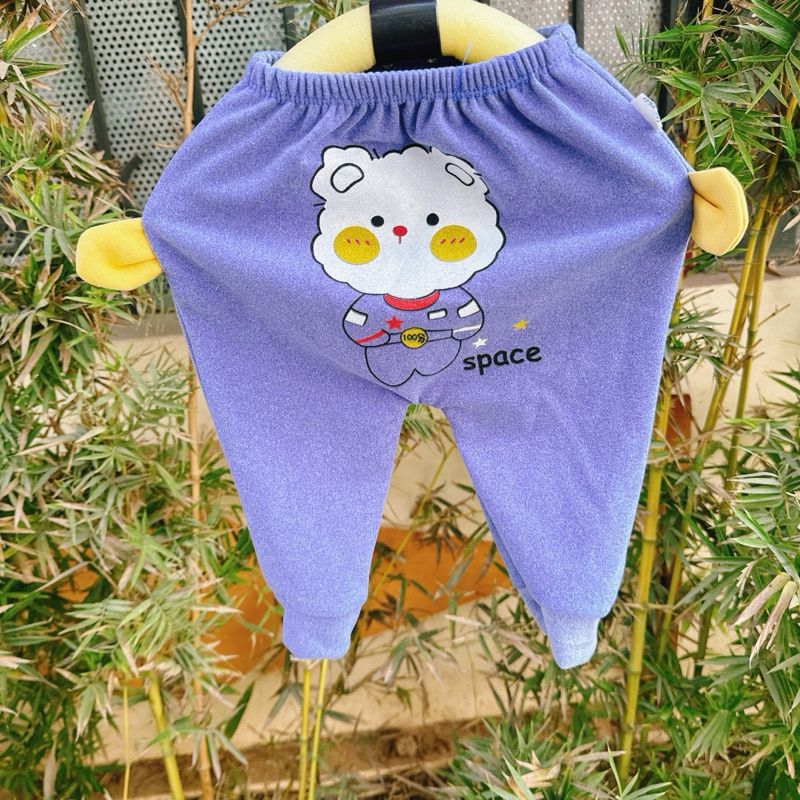 Quần nỉ zip nhung in mông tai gâu cho bé
