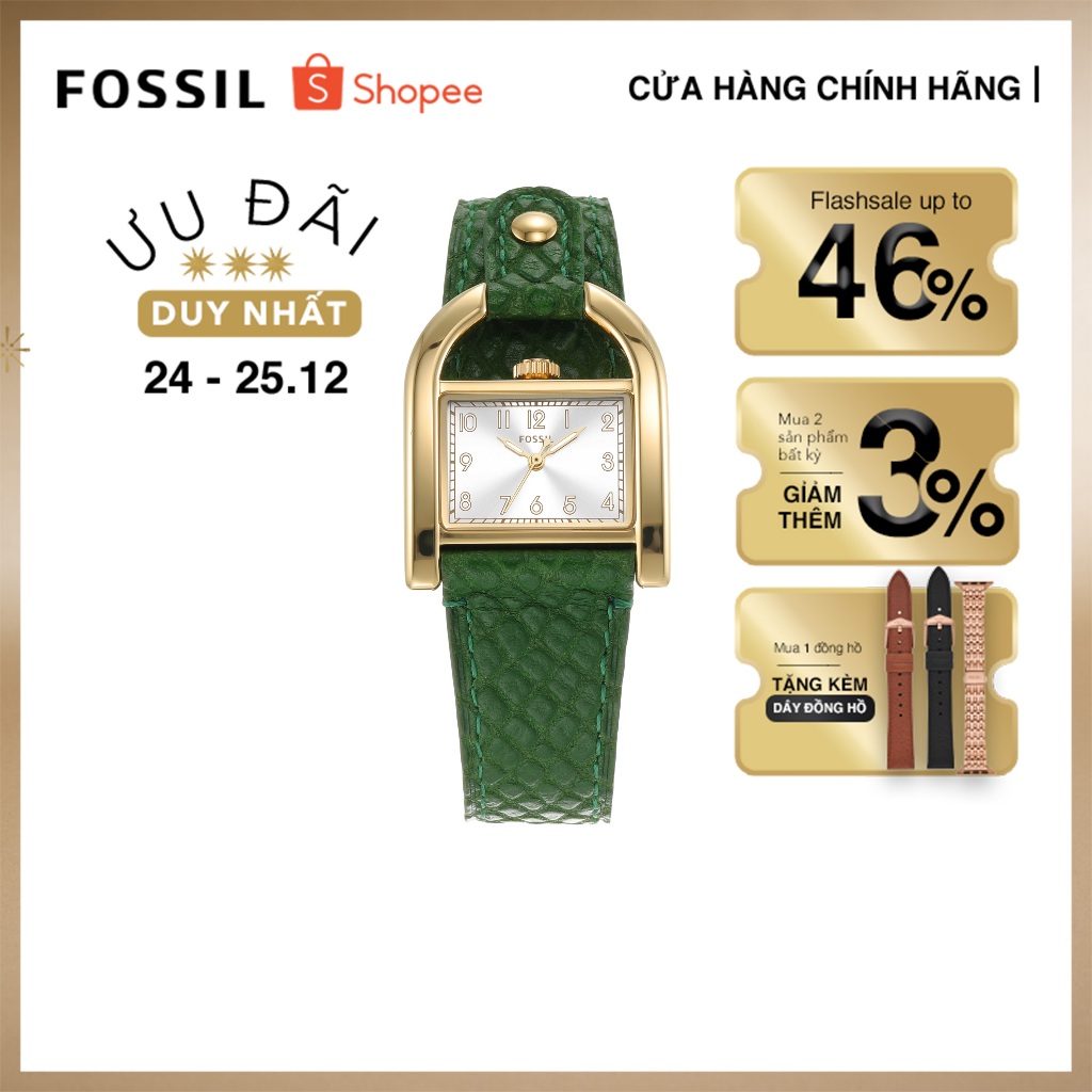 Đồng hồ nữ Fossil Harwell ES5267 dây da, màu xanh lá