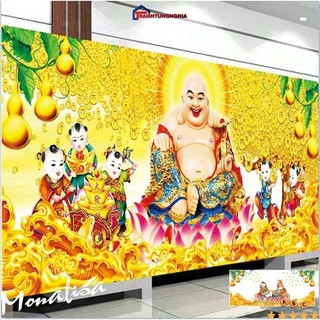 Tranh thêu chữ thập phật di lạc 1m25 x 59cm