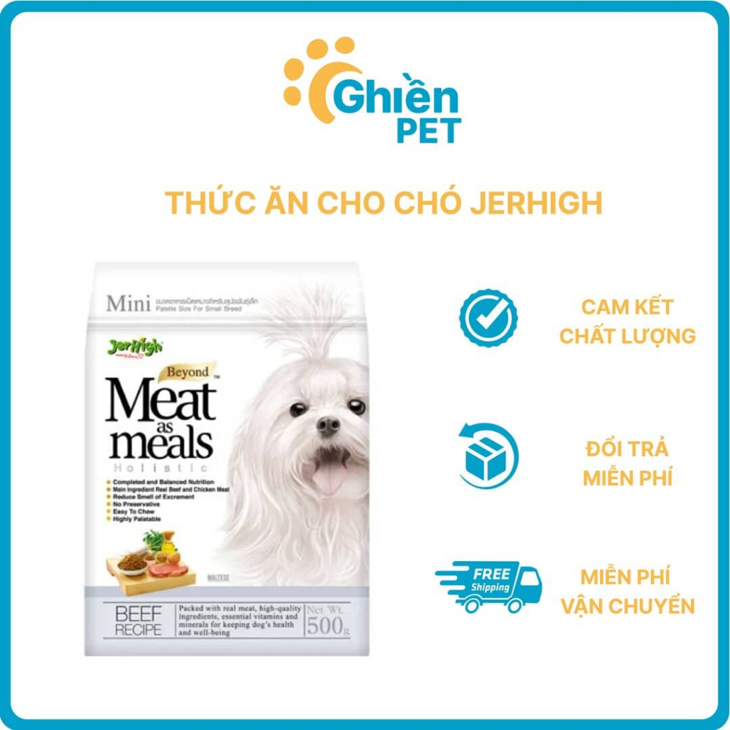 [Ghiền pet ] THỨC ĂN CHO CHÓ HẠT MỀM VỊ THỊT BÒ JERHIGH BEEF RECIPE 500gr