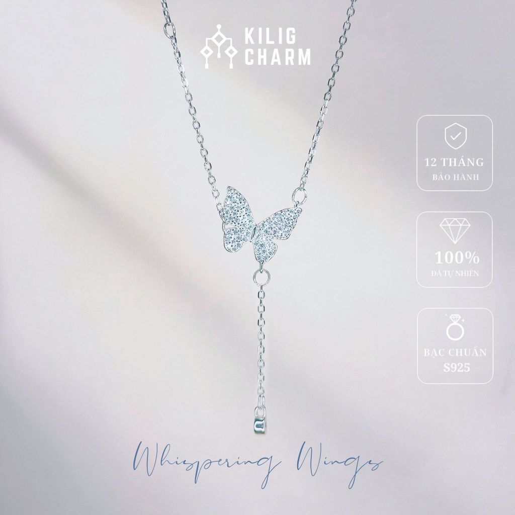 Dây chuyền bạc nữ "Whispering Wings" vòng cổ nữ charm butterfly cao cấp S925 sang trọng KILIG CHARM - KV06