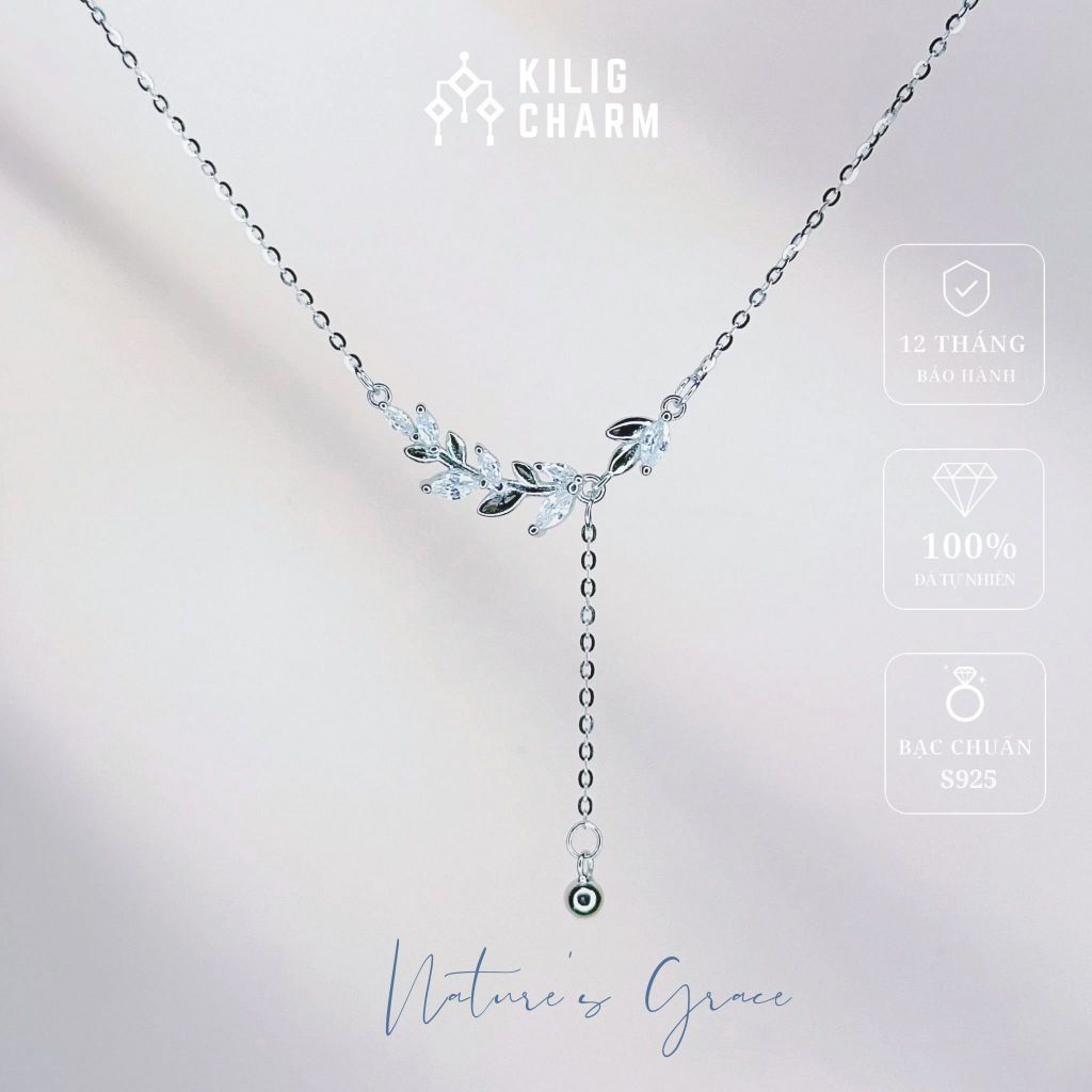Dây chuyền bạc nữ "Nature's Grace" vòng cổ nữ bạc charm hoa lá thiên nhiên cao cấp S925 sang trọng KILIG CHARM - KV07