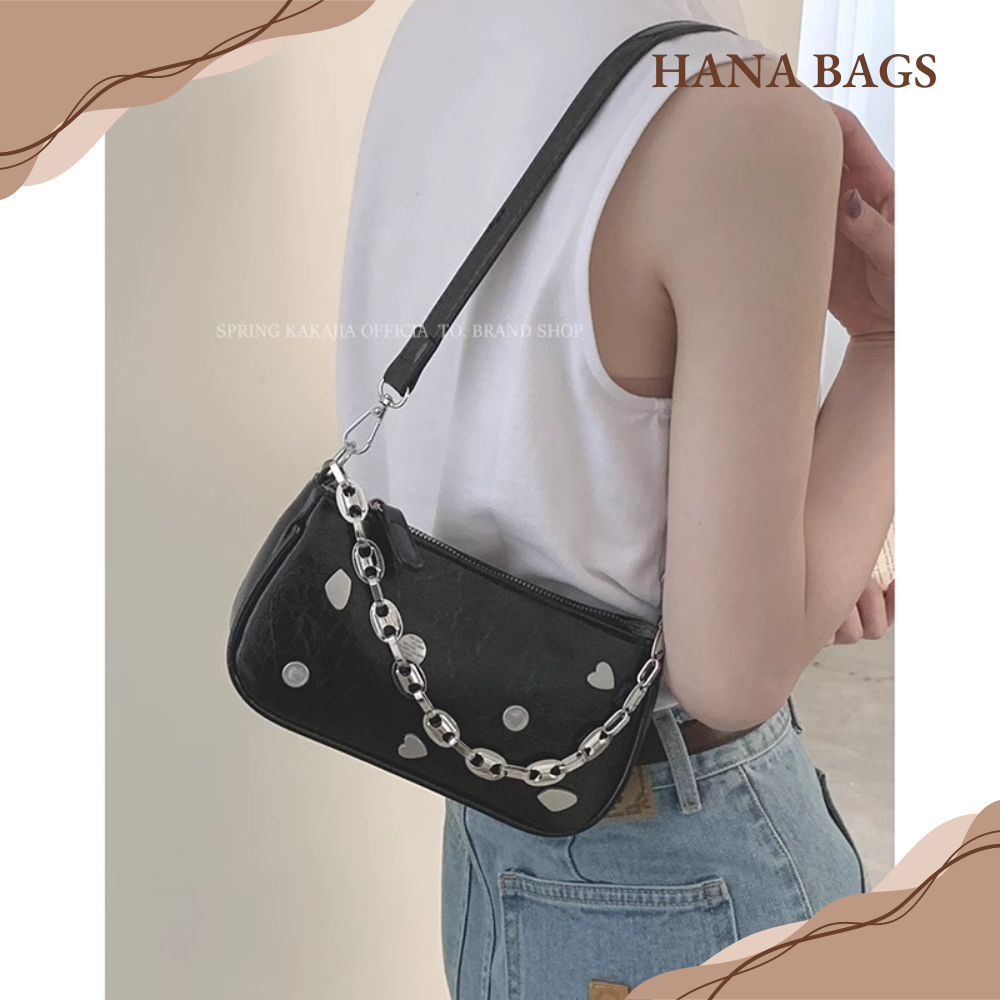 Túi xách nữ đeo chéo đẹp đeo vai kẹp nách da pu cao cấp giá rẻ phong cách y2k dây xích TX0126 Hana Bags