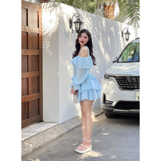 Đầm cột dây vai xoè 3 tầng tay phồng - Floor Dress - Lynn Design