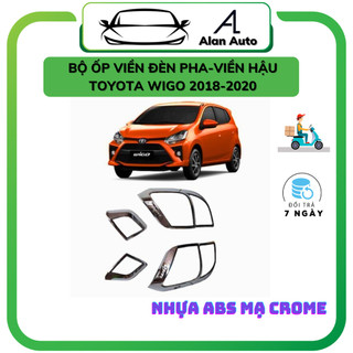 Ốp viền đèn pha, viền đèn hậu xe toyota wigo 2018-2020,mẫu mạ crom