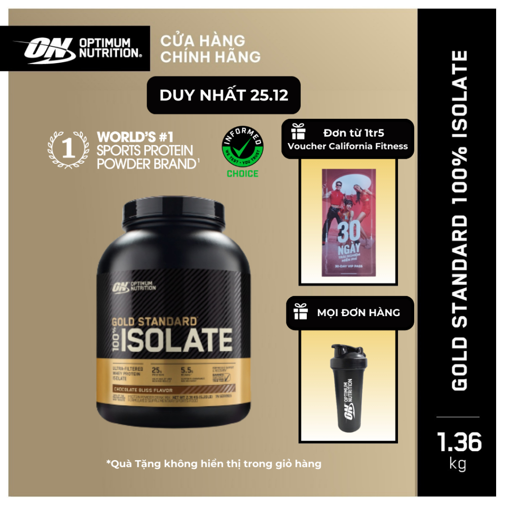 Optimum Nutrition Gold Standard 100% Isolate, Chocolate Bliss, 3 lb