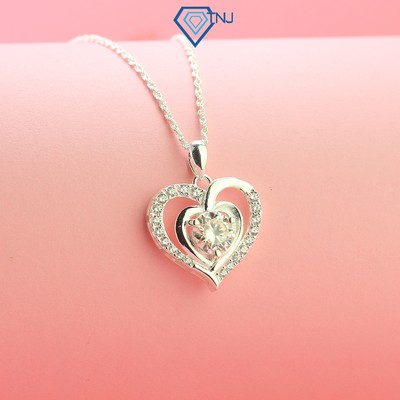 Dây chuyền bạc nữ Moissanite 7ly kèm thẻ tra cứu mặt trái tim sang trọng, lấp lánh DCNM0025 - Trang Sức TNJ