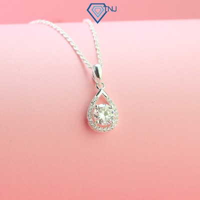 Dây chuyền bạc nữ Moissanite 6.5ly kèm thẻ tra cứu mặt giọt nước tinh tế, lấp lánh DCNM0026 - Trang Sức TNJ