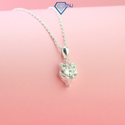 Dây chuyền bạc nữ Moissanite 8mm kèm thẻ tra cứu mặt hồ ly tinh tế, sang trọng DCNM0027 - Trang Sức TNJ