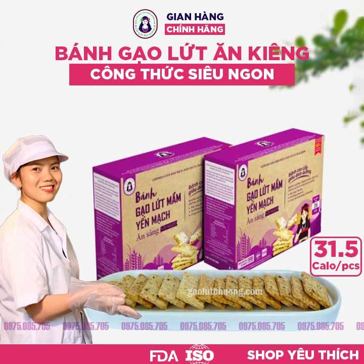 Bánh Gạo Lứt Mầm Ăn Kiêng Giảm Cân,Thanh Bánh Ăn Kiêng Ít Ngọt, Ít Calo Thay Thế Bữa Sáng, Cô Gái Bhnong